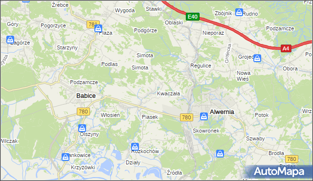 mapa Kwaczała, Kwaczała na mapie Targeo