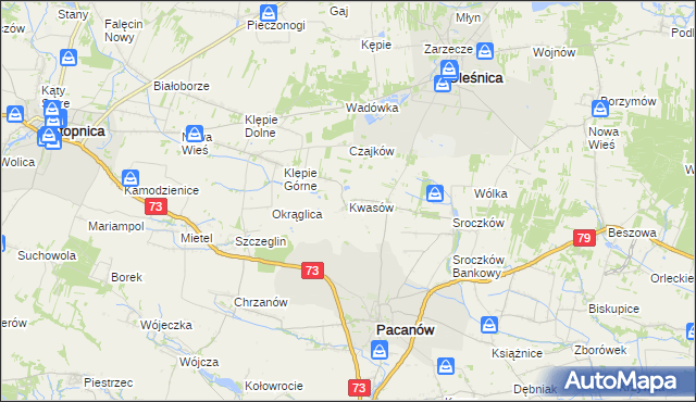 mapa Kwasów, Kwasów na mapie Targeo