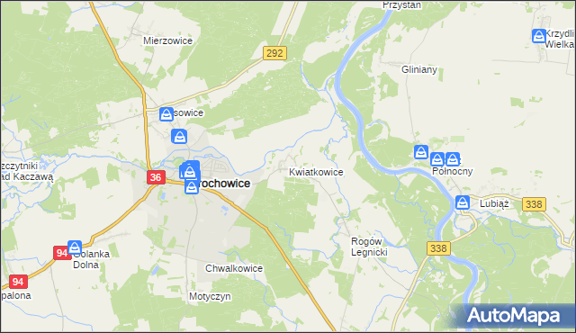 mapa Kwiatkowice gmina Prochowice, Kwiatkowice gmina Prochowice na mapie Targeo