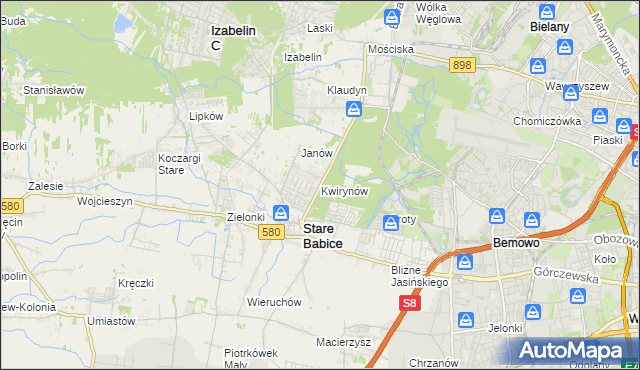 mapa Kwirynów gmina Stare Babice, Kwirynów gmina Stare Babice na mapie Targeo