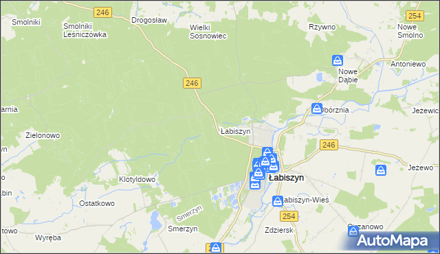 mapa Łabiszyn powiat żniński, Łabiszyn powiat żniński na mapie Targeo