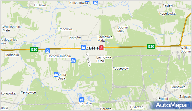 mapa Lachówka Duża, Lachówka Duża na mapie Targeo