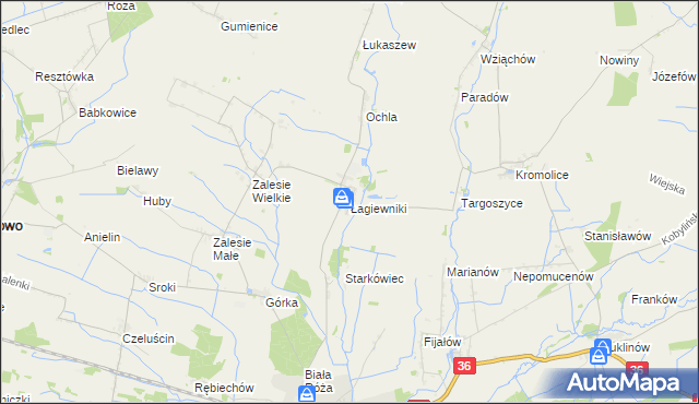 mapa Łagiewniki gmina Kobylin, Łagiewniki gmina Kobylin na mapie Targeo