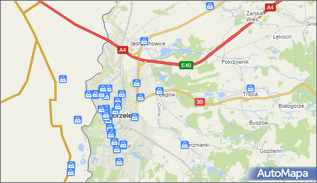 mapa Łagów gmina Zgorzelec, Łagów gmina Zgorzelec na mapie Targeo