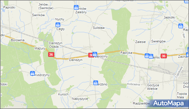 mapa Łąkociny, Łąkociny na mapie Targeo