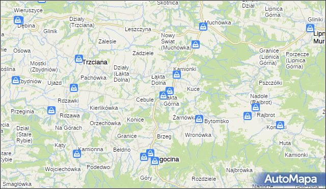 mapa Łąkta Górna, Łąkta Górna na mapie Targeo