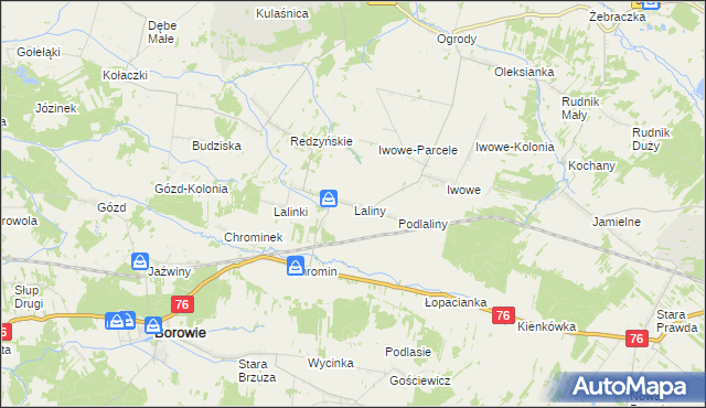 mapa Laliny, Laliny na mapie Targeo