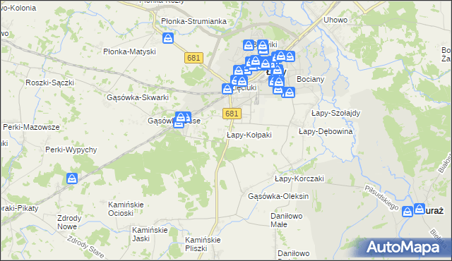 mapa Łapy-Kołpaki, Łapy-Kołpaki na mapie Targeo
