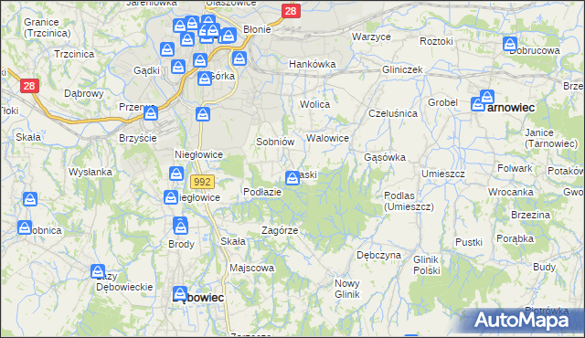 mapa Łaski gmina Jasło, Łaski gmina Jasło na mapie Targeo