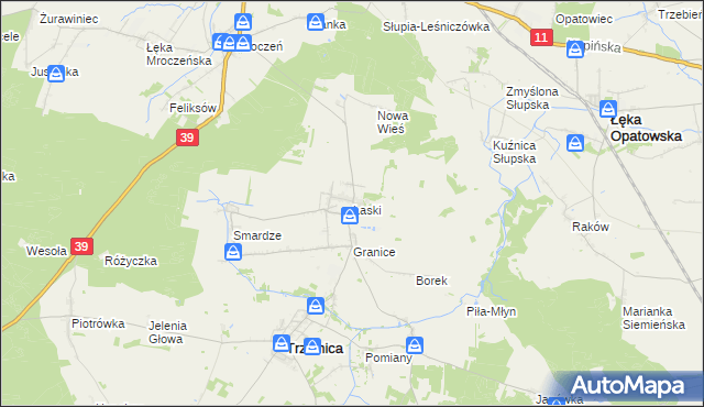 mapa Laski gmina Trzcinica, Laski gmina Trzcinica na mapie Targeo