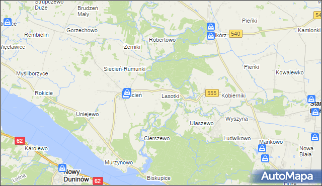 mapa Lasotki gmina Brudzeń Duży, Lasotki gmina Brudzeń Duży na mapie Targeo