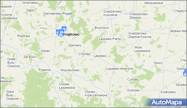 mapa Łaszewo gmina Siemiątkowo, Łaszewo gmina Siemiątkowo na mapie Targeo