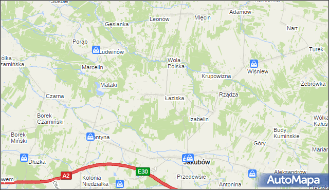 mapa Łaziska gmina Jakubów, Łaziska gmina Jakubów na mapie Targeo
