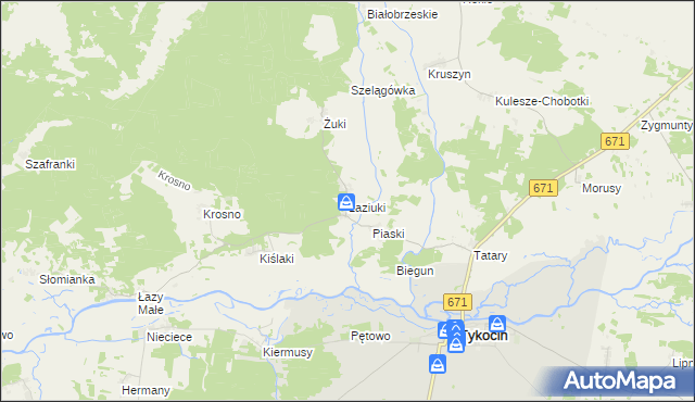 mapa Łaziuki, Łaziuki na mapie Targeo
