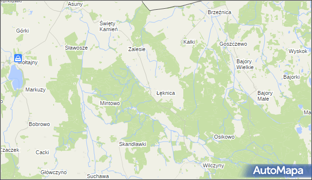 mapa Łęknica gmina Srokowo, Łęknica gmina Srokowo na mapie Targeo