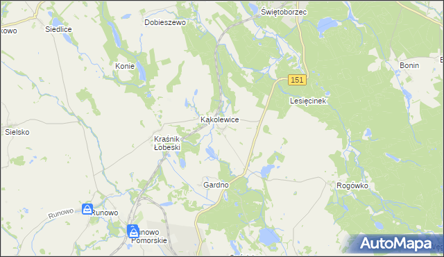 mapa Lesięcin, Lesięcin na mapie Targeo