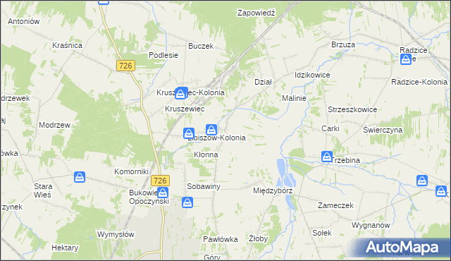 mapa Libiszów gmina Opoczno, Libiszów gmina Opoczno na mapie Targeo