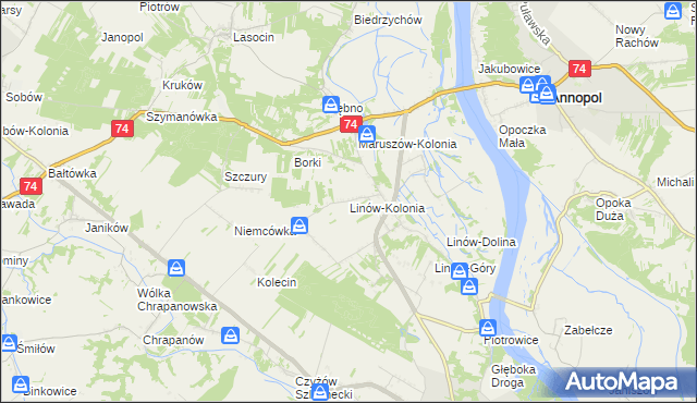 mapa Linów-Kolonia, Linów-Kolonia na mapie Targeo