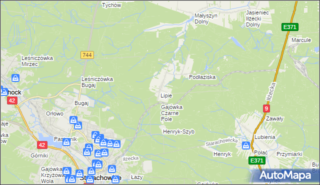 mapa Lipie gmina Brody, Lipie gmina Brody na mapie Targeo