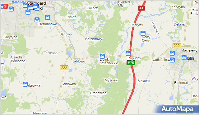 mapa Lipinki Szlacheckie, Lipinki Szlacheckie na mapie Targeo