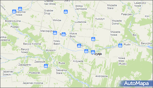 mapa Lipiny gmina Przyłęk, Lipiny gmina Przyłęk na mapie Targeo