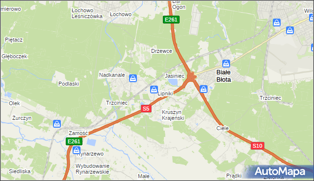 mapa Lipniki gmina Białe Błota, Lipniki gmina Białe Błota na mapie Targeo