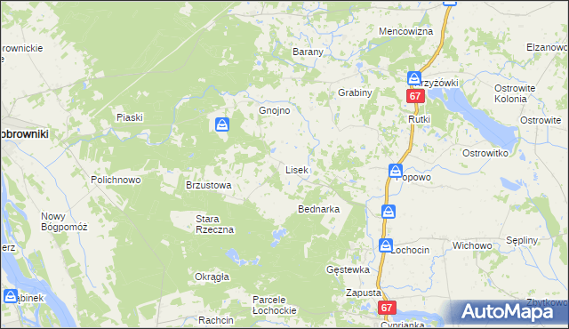 mapa Lisek, Lisek na mapie Targeo