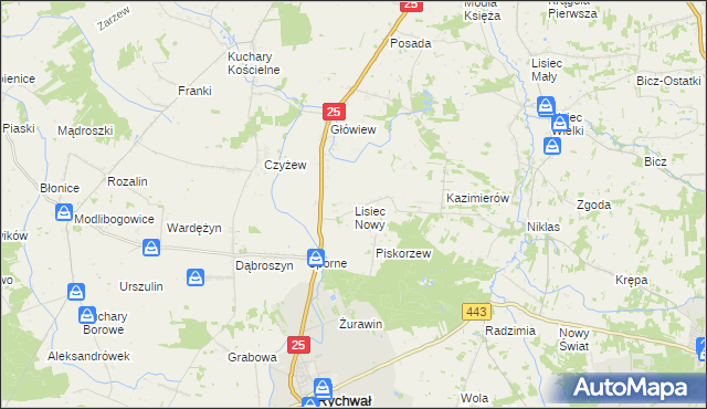 mapa Lisiec Nowy, Lisiec Nowy na mapie Targeo