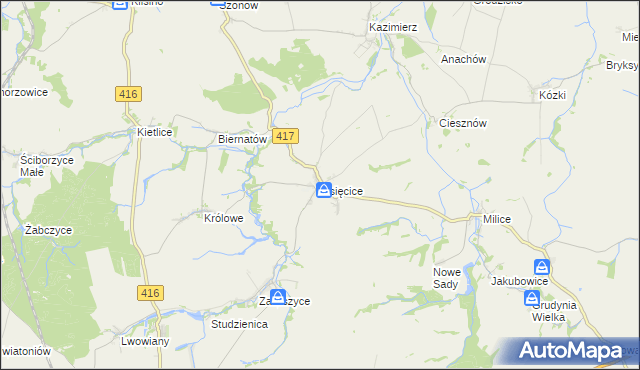 mapa Lisięcice, Lisięcice na mapie Targeo