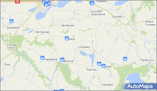 mapa Lisnówko, Lisnówko na mapie Targeo