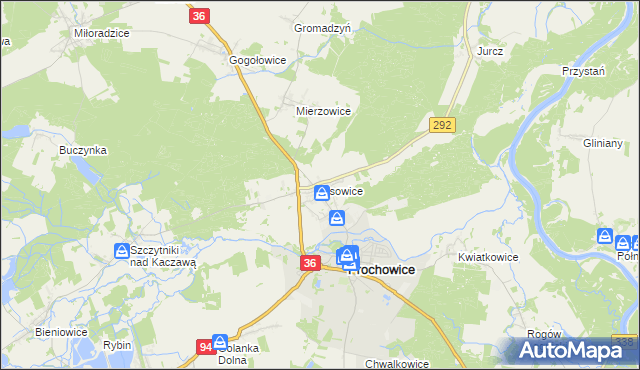 mapa Lisowice gmina Prochowice, Lisowice gmina Prochowice na mapie Targeo