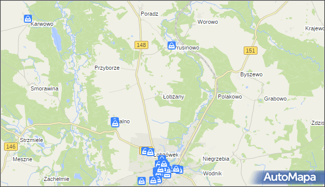 mapa Łobżany, Łobżany na mapie Targeo