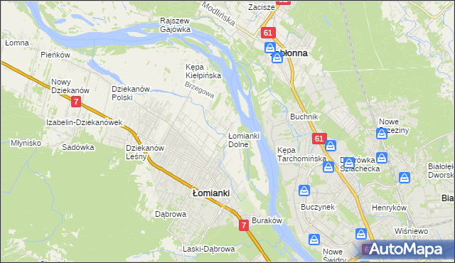 mapa Łomianki Dolne, Łomianki Dolne na mapie Targeo