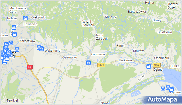 mapa Łopuszna, Łopuszna na mapie Targeo