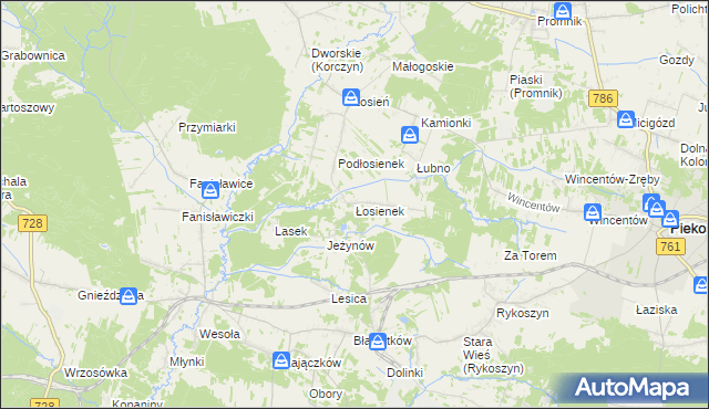 mapa Łosienek, Łosienek na mapie Targeo