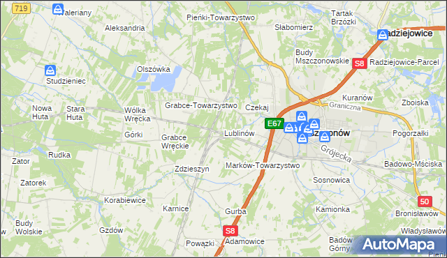 mapa Lublinów, Lublinów na mapie Targeo