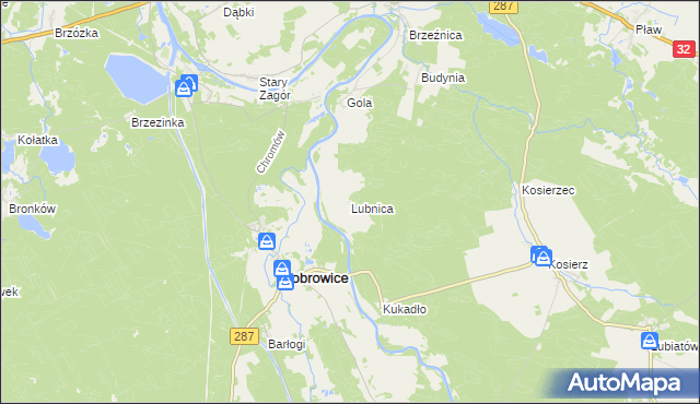 mapa Lubnica gmina Bobrowice, Lubnica gmina Bobrowice na mapie Targeo