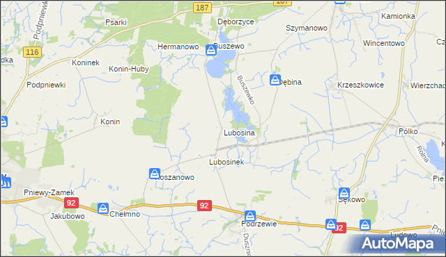 mapa Lubosina, Lubosina na mapie Targeo