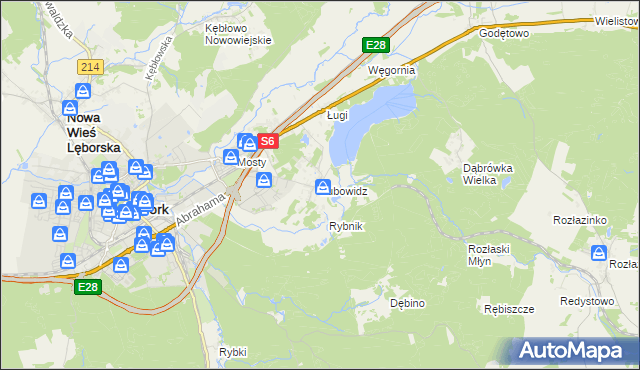 mapa Lubowidz gmina Nowa Wieś Lęborska, Lubowidz gmina Nowa Wieś Lęborska na mapie Targeo