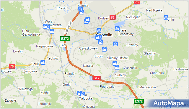 mapa Lucin gmina Garwolin, Lucin gmina Garwolin na mapie Targeo