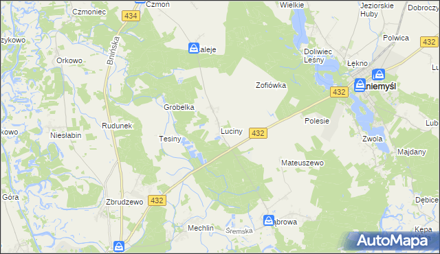 mapa Luciny, Luciny na mapie Targeo
