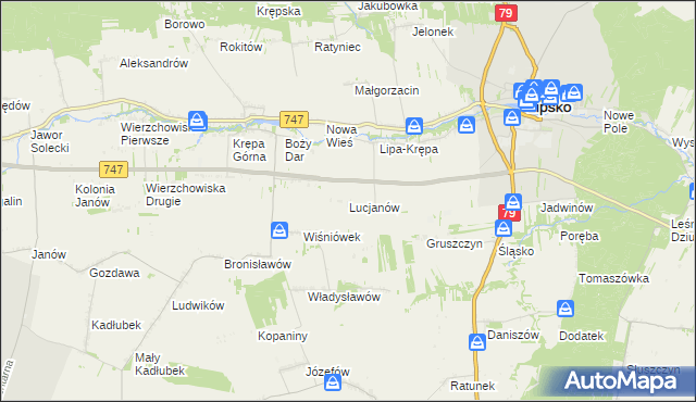 mapa Lucjanów gmina Lipsko, Lucjanów gmina Lipsko na mapie Targeo