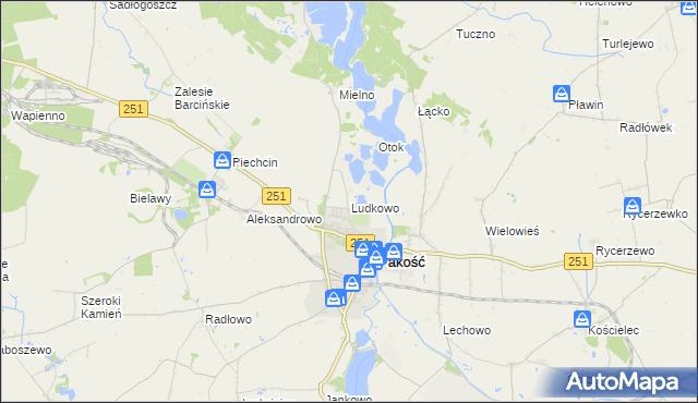 mapa Ludkowo gmina Pakość, Ludkowo gmina Pakość na mapie Targeo