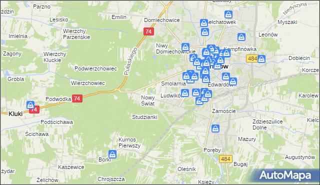 mapa Ludwików gmina Bełchatów, Ludwików gmina Bełchatów na mapie Targeo