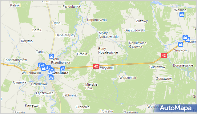mapa Ludwików gmina Przedbórz, Ludwików gmina Przedbórz na mapie Targeo