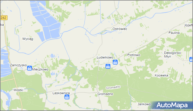 mapa Ludwikowo gmina Kcynia, Ludwikowo gmina Kcynia na mapie Targeo