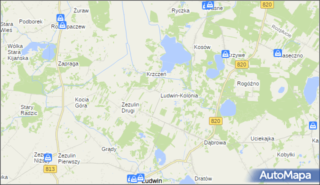 mapa Ludwin-Kolonia, Ludwin-Kolonia na mapie Targeo