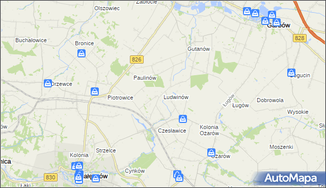 mapa Ludwinów gmina Nałęczów, Ludwinów gmina Nałęczów na mapie Targeo