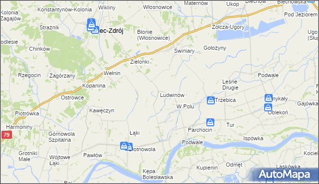 mapa Ludwinów gmina Solec-Zdrój, Ludwinów gmina Solec-Zdrój na mapie Targeo