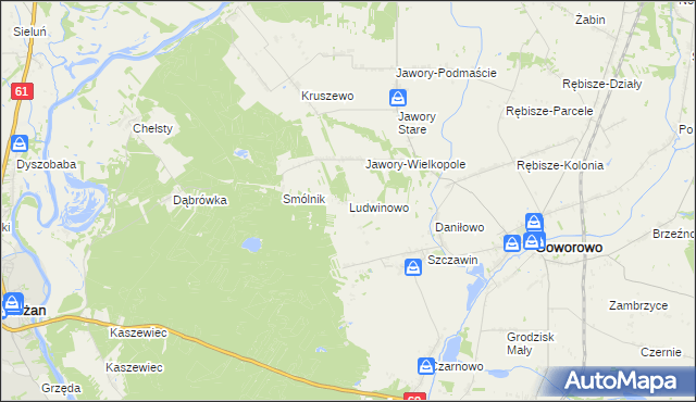 mapa Ludwinowo gmina Goworowo, Ludwinowo gmina Goworowo na mapie Targeo